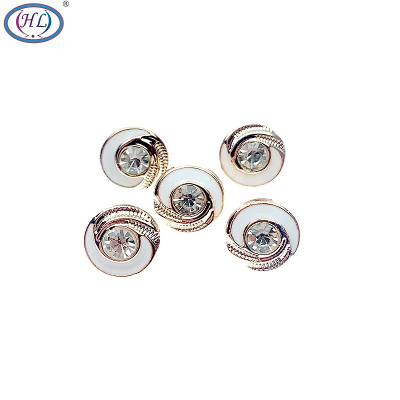 

HANLV 11mm 100pcs/300pcs Plating Buttons Shank With Rhinestone DIY Crafts Apparel Sewing Accessories