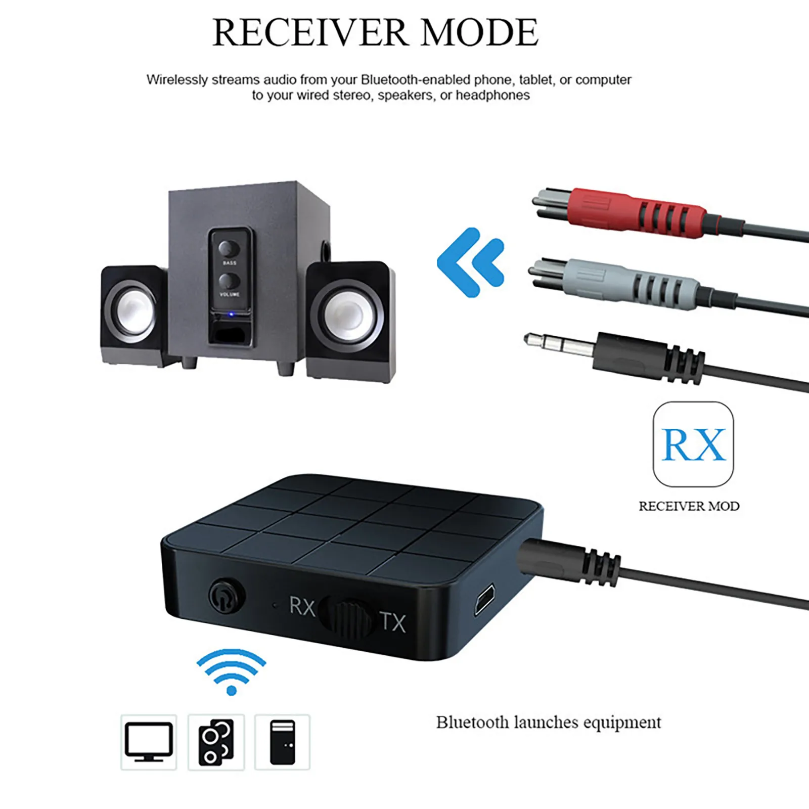 2 в 1 Bluetooth 5.0 беспроводной аудио передатчик ресивер адаптер HIFI MP3 RCA AUX | Электроника