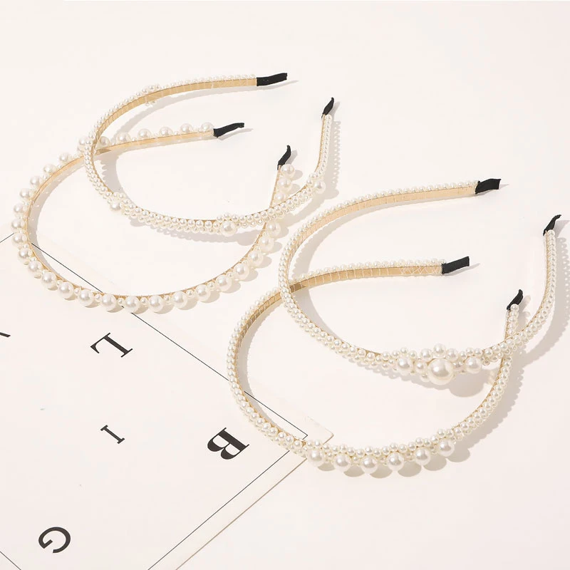 

Elegant Full Pearl Hairband Cute Headband Hair Hoops Holder Ornament Head Band Female Fashion Hair Accessories Thin Head Hoop