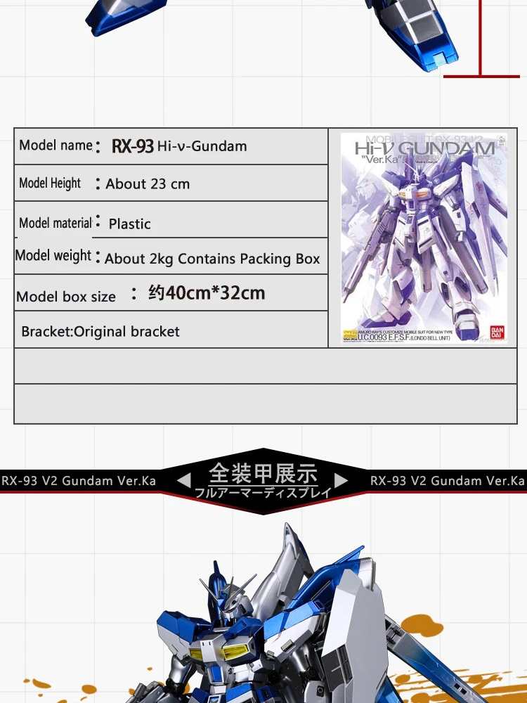 BANDAI MG 1/100 RX-93-V2 Hi-V-воина гундама панель с карточками модель Wandai металлический раскраска игрушки Фигурки