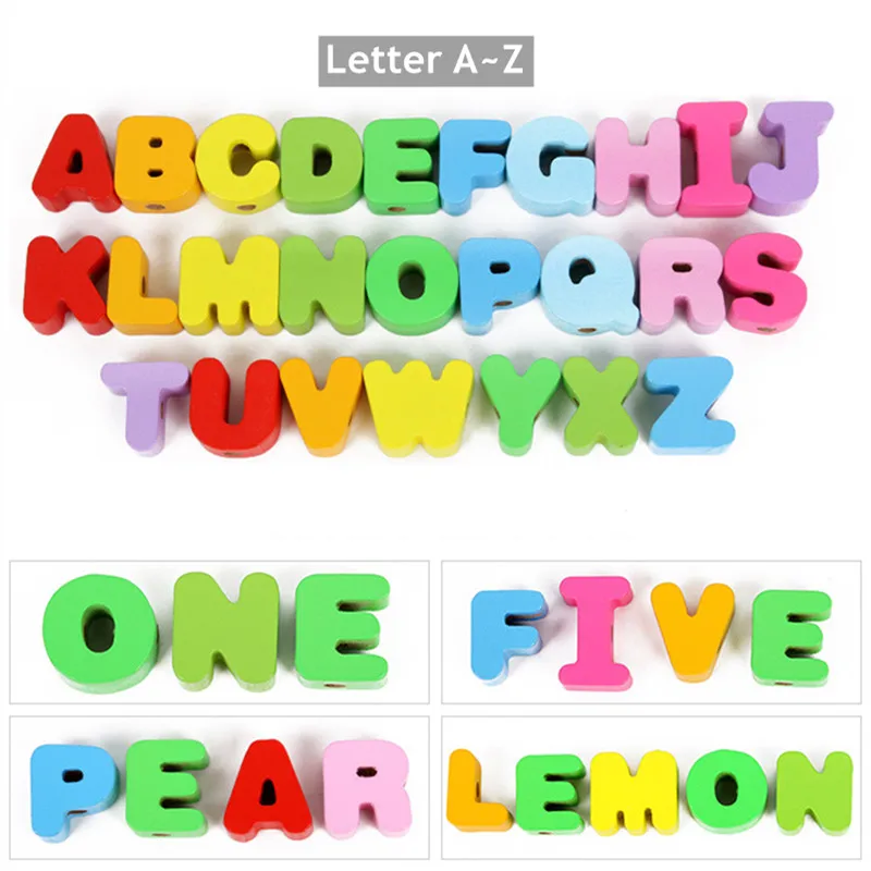 

150pcs Wooden Lacing Beads for Toddlers Fine Motor Skills Montessori Toys Preschool Learning Toys for 2 Year Old Boys and Girl