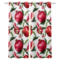 summer fruit red pomegranate green leaf printed window curtains living room bedroom curtains polyester cloth home decor