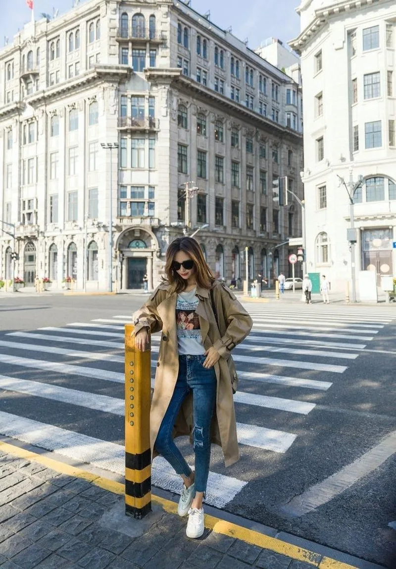 

New 2020 Autumn Winter Trench Coat for Women Double Breasted Ladies Long Fashion Solid Windbreaker Coats Abrigos Mujer W126