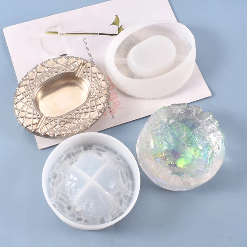 

Crystal Epoxy Resin Mold Mirror Ashtray Silicone Mould DIY Crafts Decorations Container Making Tool