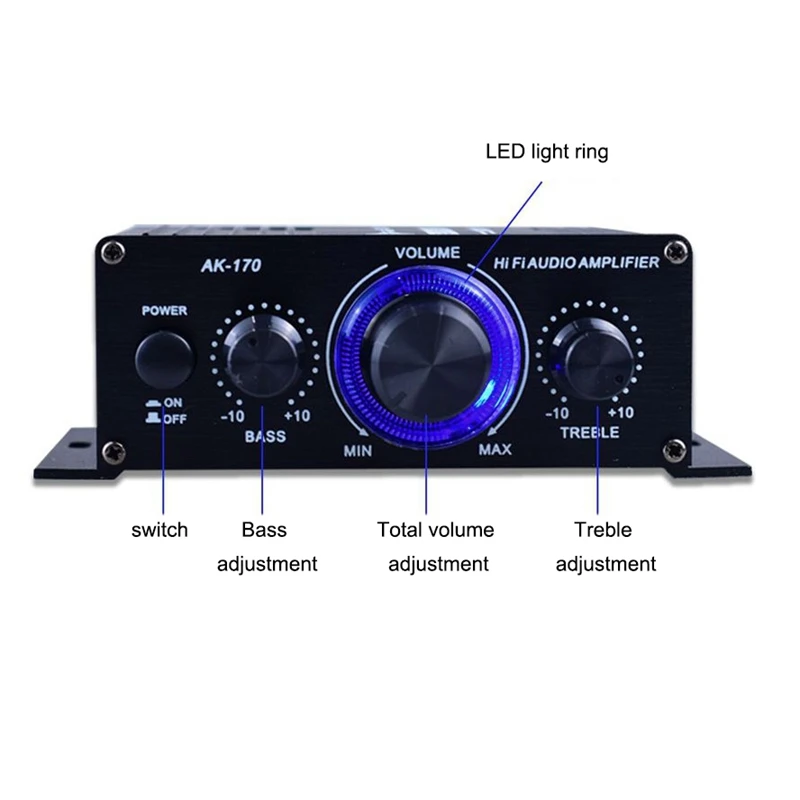 20Wx2 мини стерео усилитель DC12V двухканальный Hi-Fi o плеер поддержка телефона DVD вход