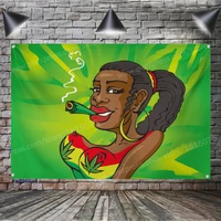 leaf smoking flag banner jamaica rasta reggae music rock band home decoration hanging flag 4 gromments in corners 35ft 96144cm