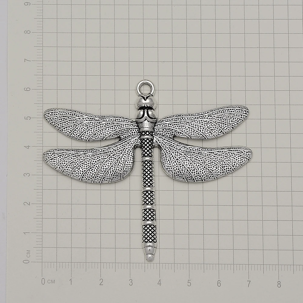 2 шт./лот 63x72 мм Античное серебряное покрытие Большая Стрекоза металлические