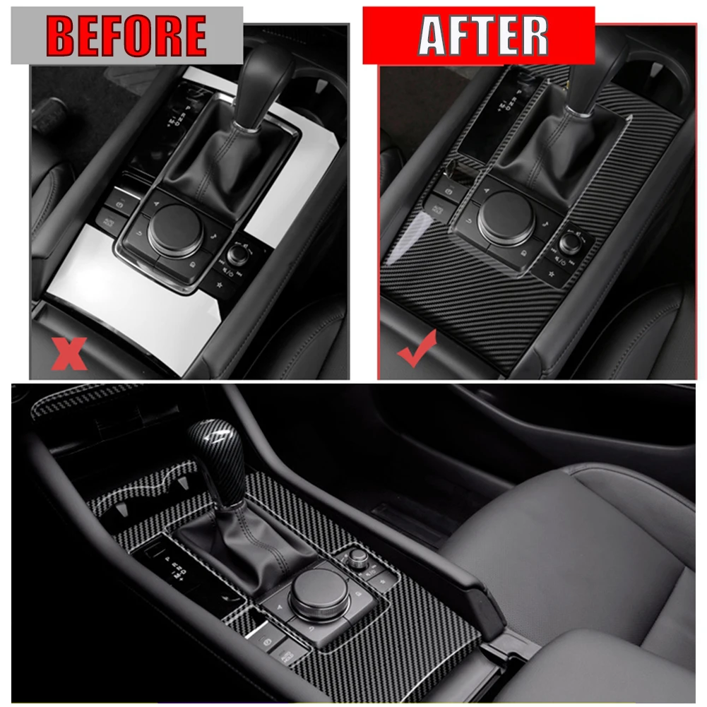 ABS пластиковые аксессуары для интерьера консоль Mazda 3 2019 2020 Unksela Стиль углеродного