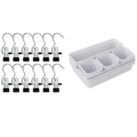 1 set drawer makeup organizers storage box white 12pcs windproof stainless steel clip multifunctional hanger clip