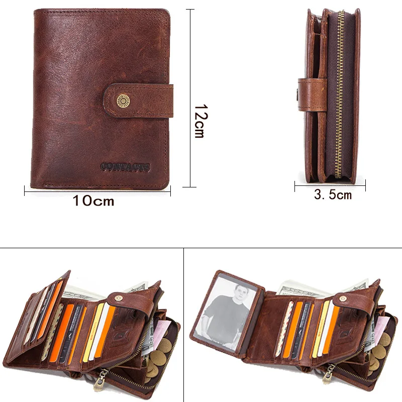 

Men's Rfid Wallets Genuine Leather Coin Card Purse Men Detachable Embossed Wallet Section Short Section Magnetic Money Bag