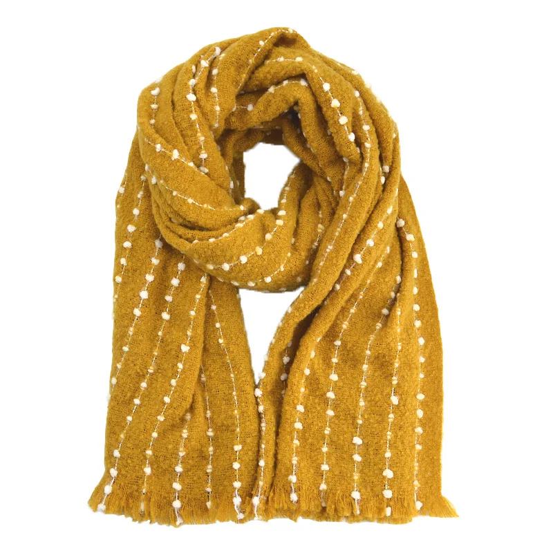 

2020 European and American Circle Yarn Scarf Women's Woven Autumn and Winter New Solid Color Fringed Scarf Shawl