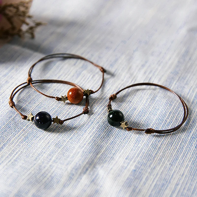 2018 Корейский Японский браслет Mori Ретро звездное небо голубой песок камень