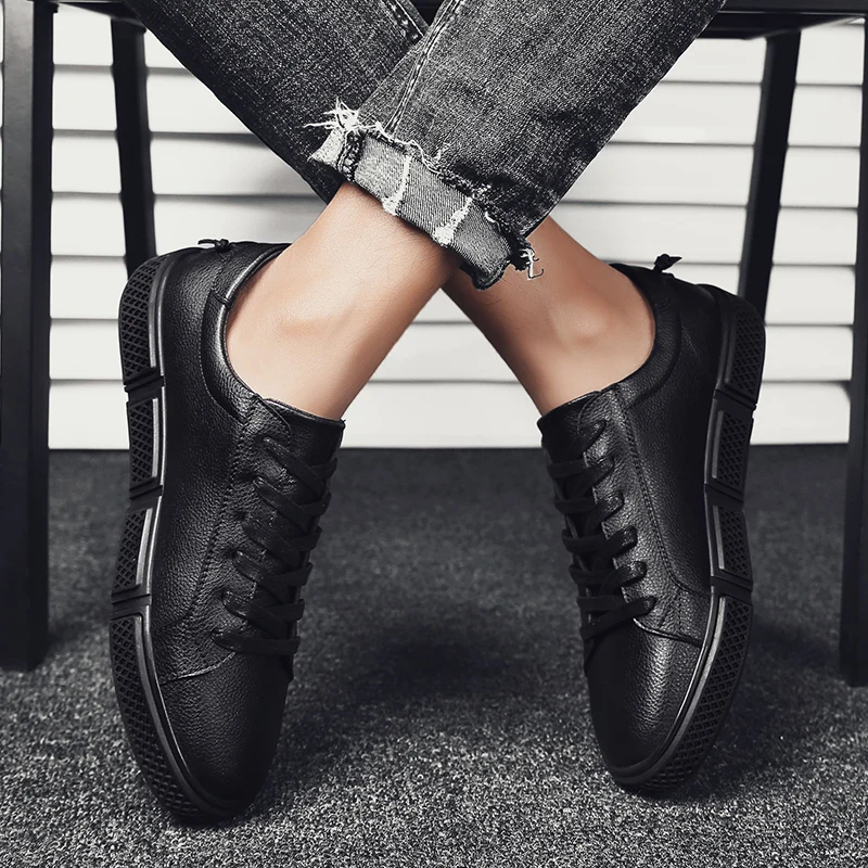 

2020 Spring Shoes Men Sneakers Casual Soft Leather Men Shoes Brand Fashion Male White Shoes Breathable Walking Sneakers