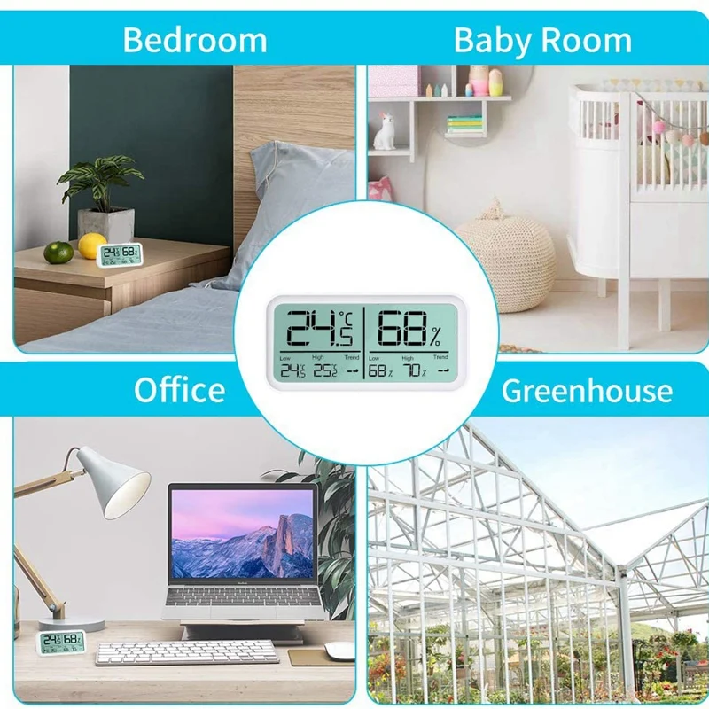 

2PCS Digital Hygrometer Indoor Thermometer with 4.7 Inch Large Sn,with Temperature Humidity Monitor,0.3 C Accuracy