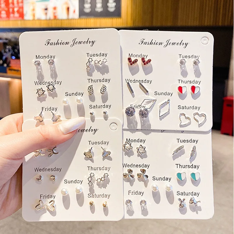 

Glamorous Female Fashion Ins Style Simple Pearl All-match Earring Set Party Jewelry Anniversary Gift
