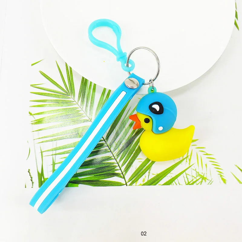 2019 cute cartoon PVC helmet small yellow duck keychain pendant bag car hanging decoration creative gift | Украшения и аксессуары