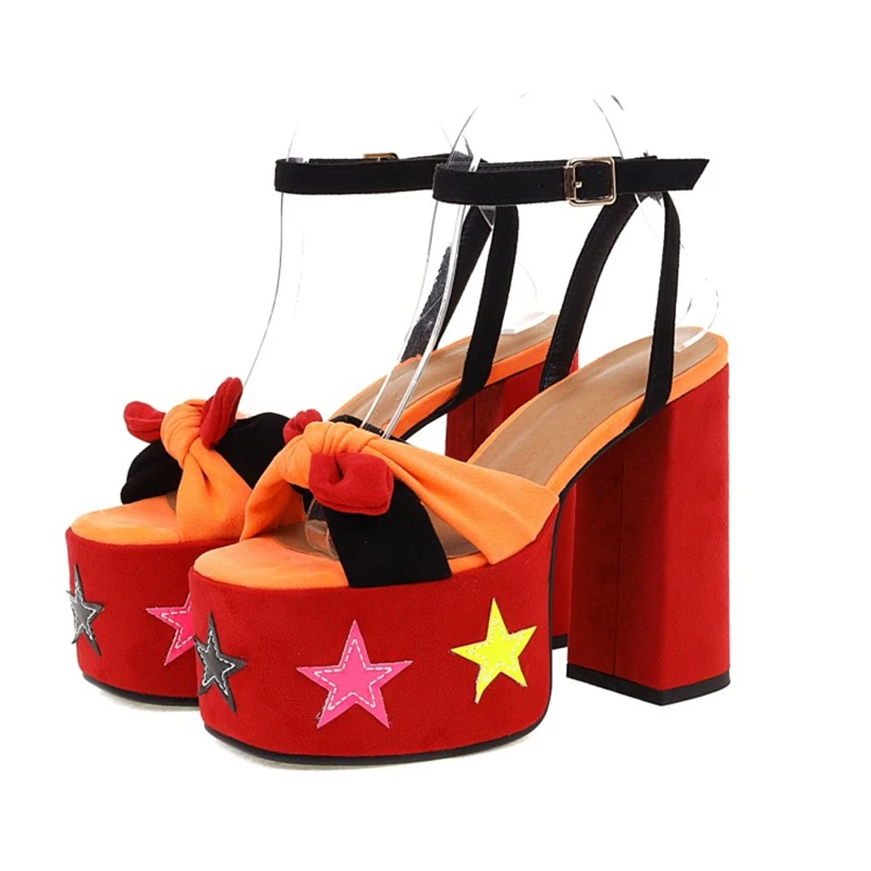 Latest Hot Platform Bow Tie Stars Lovely Sandals for Girls Soft Comfortable Women Heel Shoes Buckle Strap Dress Size 43 | Обувь