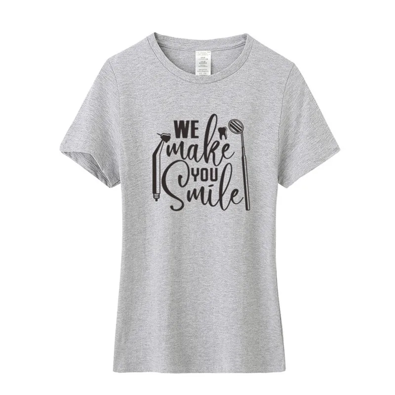 Летняя Новинка футболка для дантиста Женская хлопковая Футболка с круглым