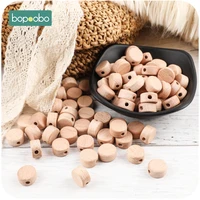 bopoobo 10pc wooden beads letter bpa free food grade material for diy baby teething necklace baby round disc teether beads