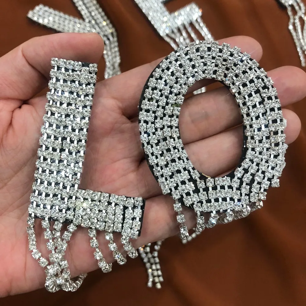 

1Pcs Rhinestone English Alphabet Tassel Letter Sew On Patches For Clothing Badge Paste For Clothes Bag jacket A-Z