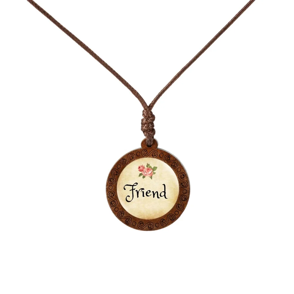 2019 ожерелье с цитатами тема дружбы деревянное кулоном ювелирные изделия
