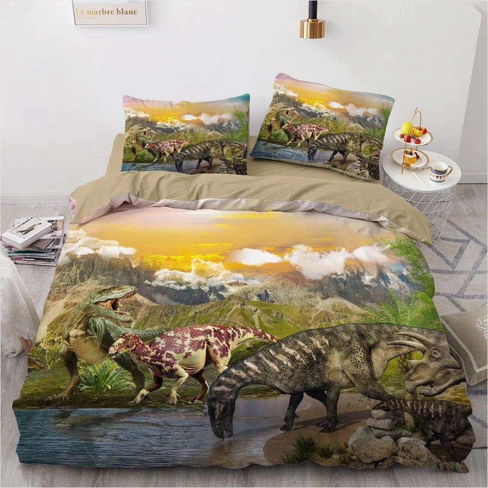 

Bedding Sets 3D Custom Duvet Quilt Cover Set Comforter Bed Linen Pillowcase King Queen Full Double Animal Dinosaur Home Texitle