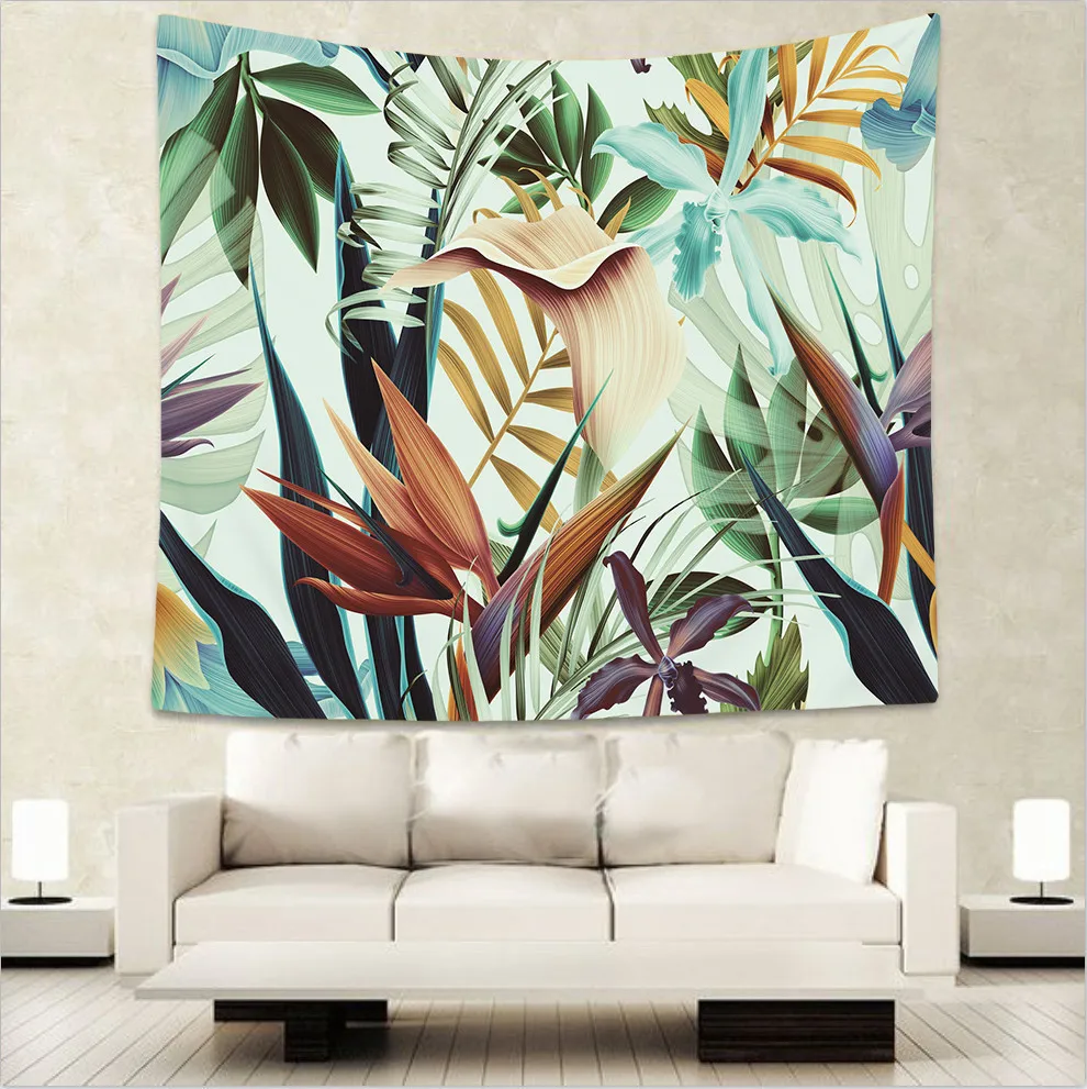 Монстера настенный гобелен ткань Мексиканский декор тропические листья