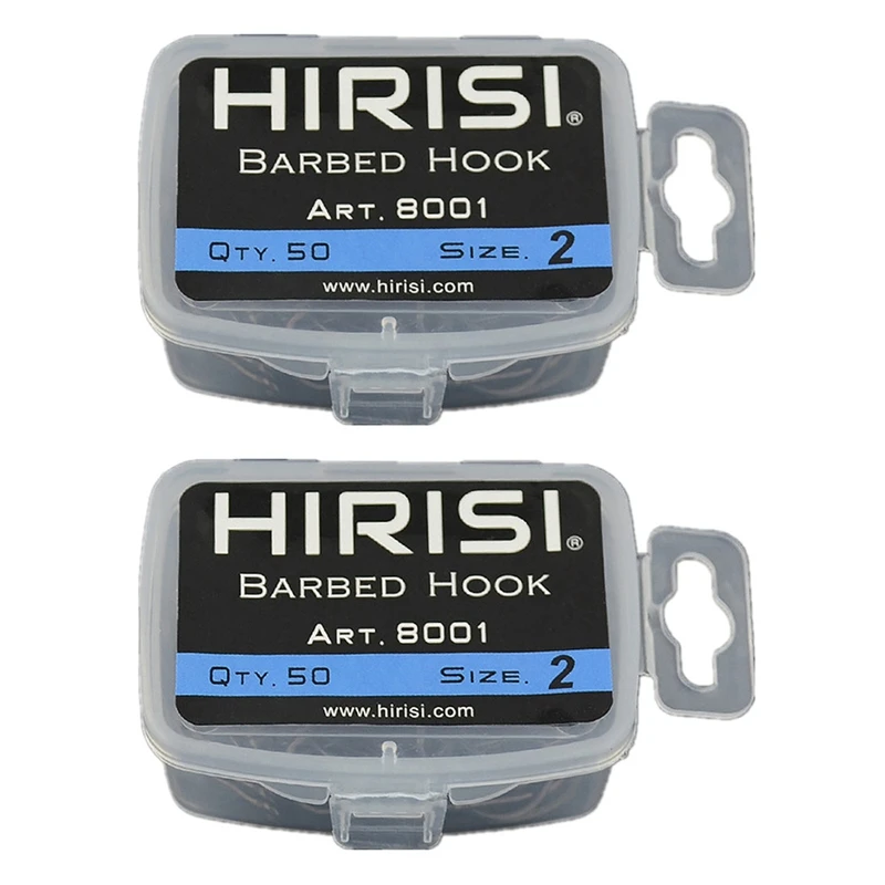 

HIRISI 100Pcs Barbed Coated Carp Fishing Hooks with Eye Design Made By Carbon Steel 8001 4 & 2