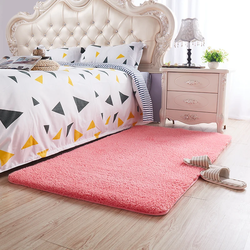 Длинные волосы утолщенные Мытые шелковые нескользящий ковер журнальный столик