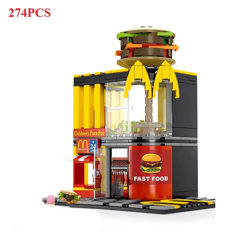 280 + шт Мини Набор городская улица View строительные блоки кофе магазин гамбургер City