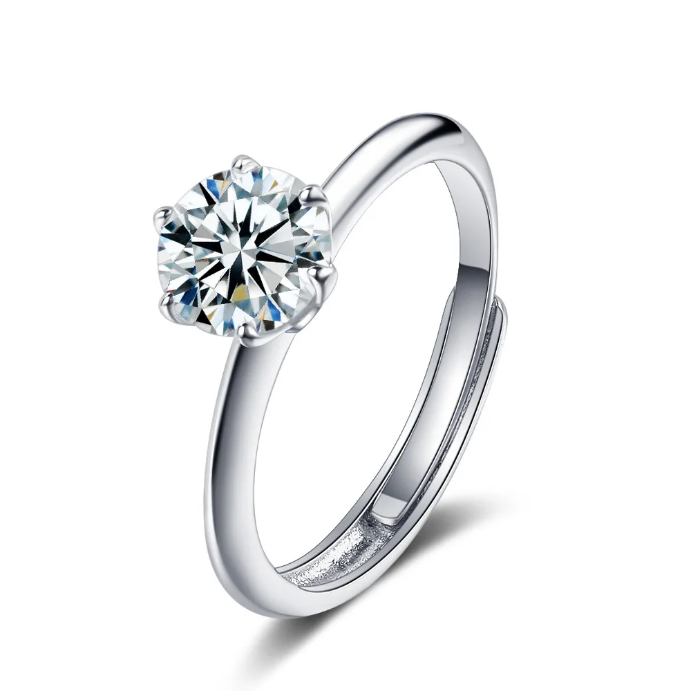 

S925 sterling silver classic six-claw mulberry ring 1 carat opening simulation diamond frame female ring mulberry diamond ring