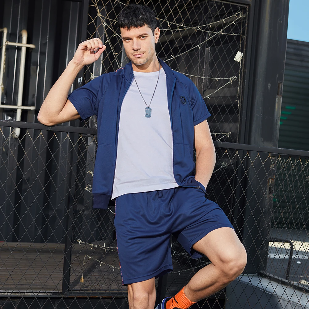 

Summer Men Casual Sets Loose New Jogging Tracksuit 2021 Mens Sportswear Zipper Tshirts+Shorts 2PCS Sports Suit Printing Clothing