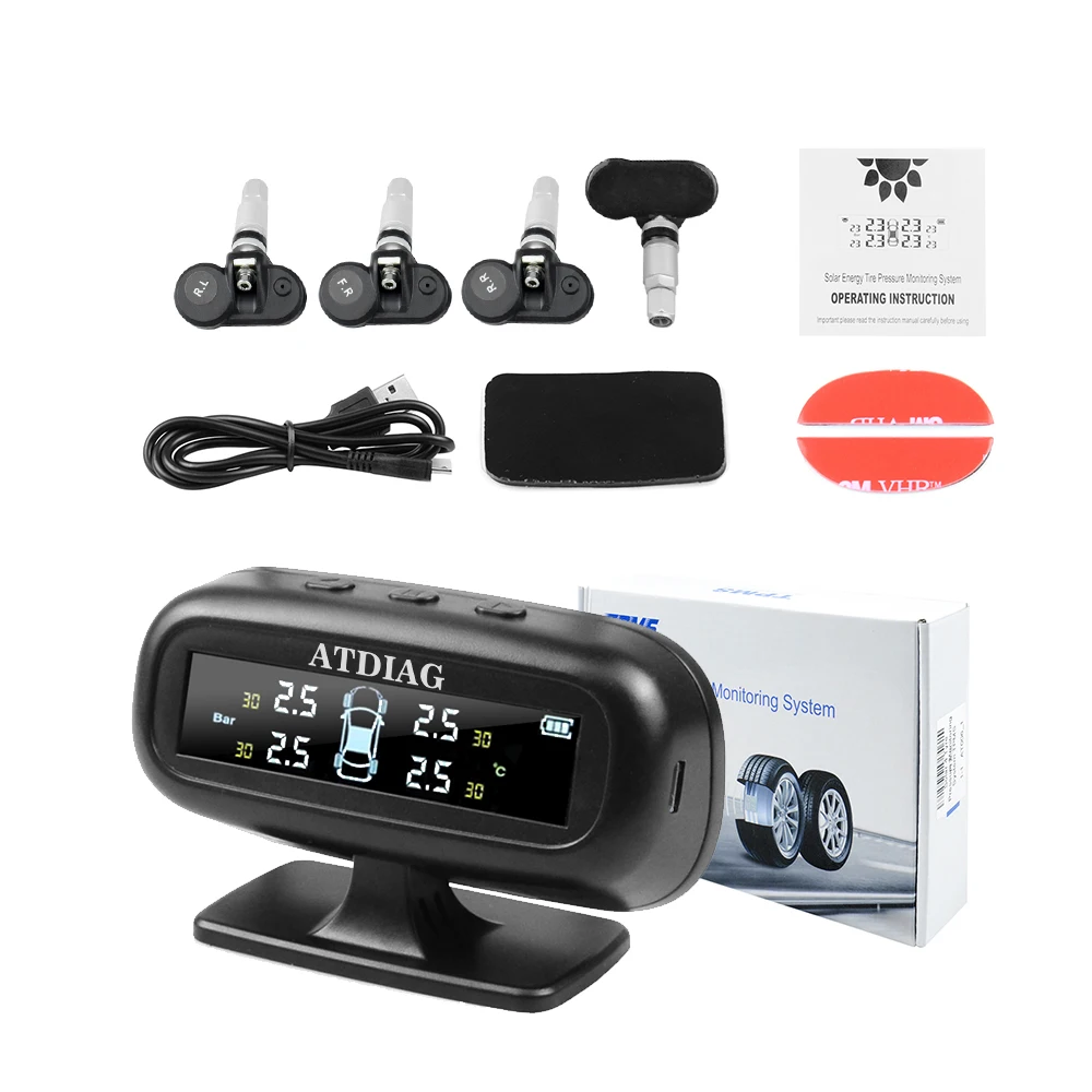 ATDIAG TPMS USB солнечная зарядка бар Psi C' дисплей давления в шинах сигнализация