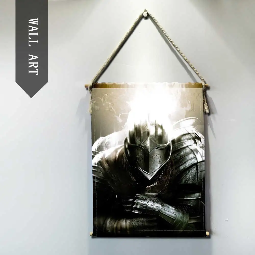 Игра Dark Souls Жилая картина для декора комнаты стены искусства плакат современной плотной древесины хлопковая нить подвесной вал прокрутки живопись - Цвет: 7