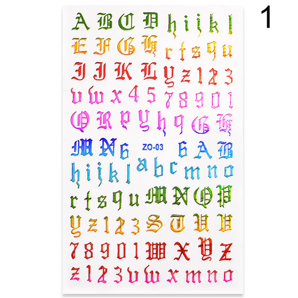 Слайдер для ногтей с надписью в готическом стиле стикеры 3D на ногти Nail Art неоновый