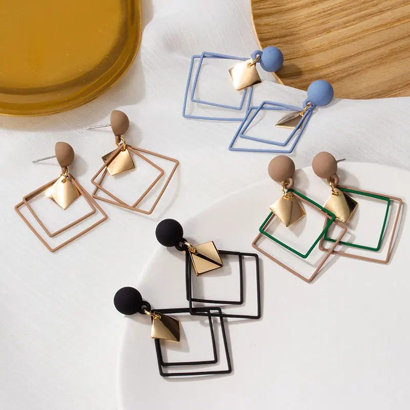 Новые корейские массивные Висячие серьги для женщин модные геометрические