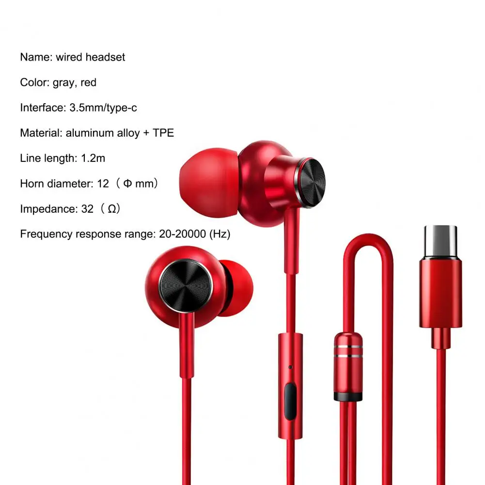 

3.5mm/C-type Noise Reduction In-ear earplugs Wired Mobile Phone Sports Earphones Heavy Bass Karaoke High-quality Earphones