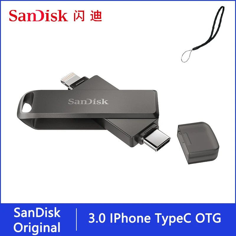 

USB-флеш-накопитель SanDisk iXPand и Type C OTG Lightning USB 3,0, 256 ГБ, 128 ГБ, 64 ГБ, флэш-накопитель MFi для iPhone и iPad SDIX70N