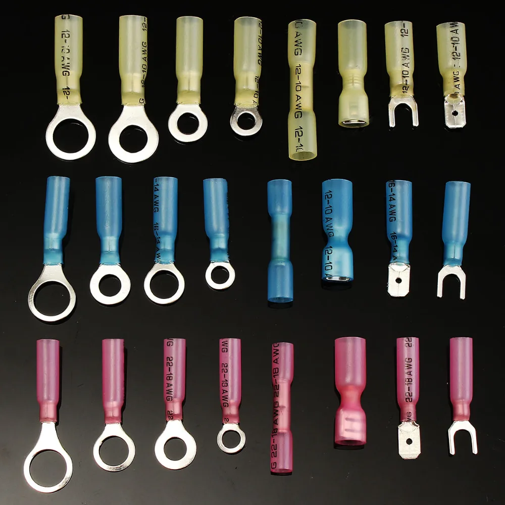 

240pcs/lot 3 Sizes Heat Shrink Butt Crimp Automotive Terminals Insulated Electrical Heatshrink Wire Cable Sleeves Connectors
