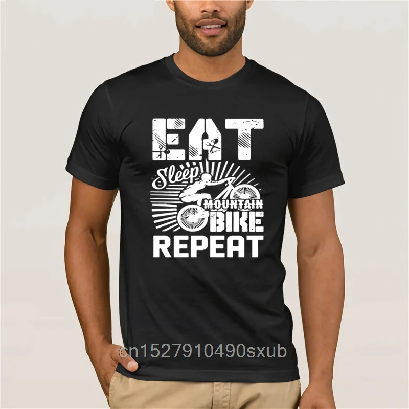 Футболка мужская с принтом Eat Sleep тенниска из натурального хлопка повседневная