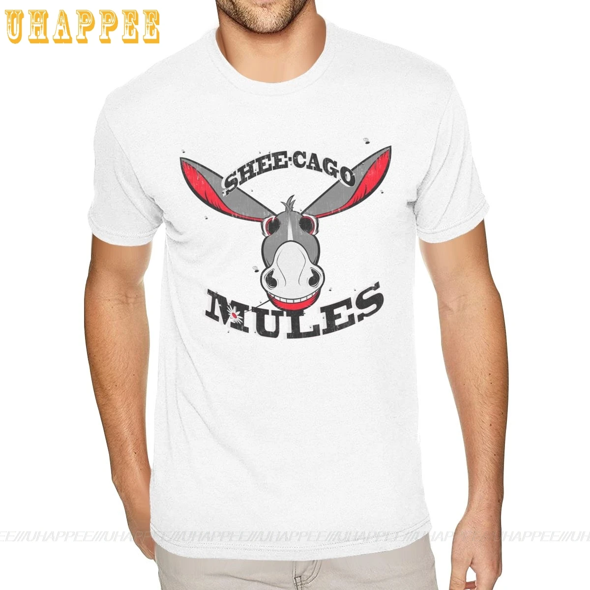 Крутая Мужская футболка Shee cago желтая с круглым вырезом и коротким