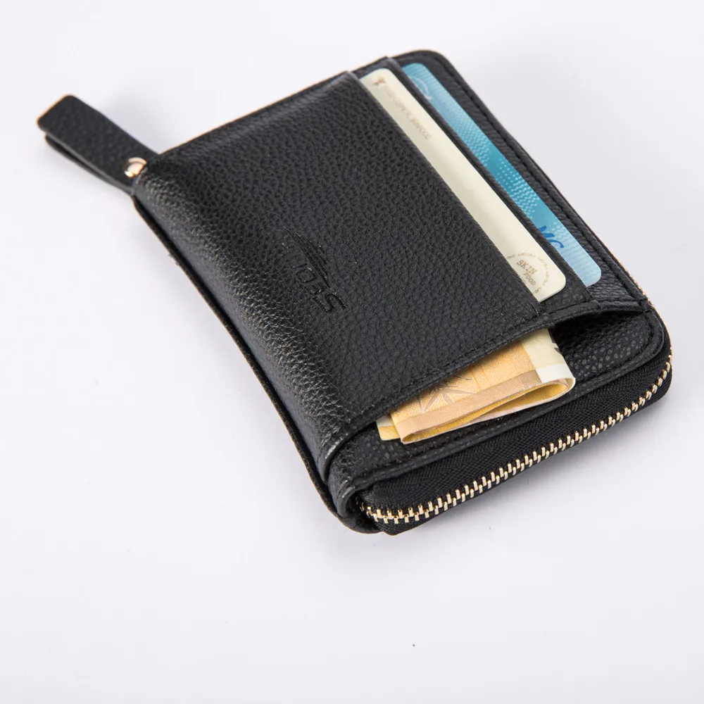 

Vintage Men Wallet Small Purse Male Leather Wallets Coin Pocket Men Zipper Purses Card Holder Money Bag