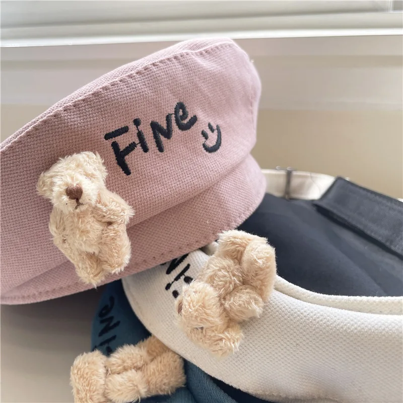New Children Berets Hats Autumn Winter Girls Beanies Plush Bear Accessories Kids Baby Cap Cotton Toddler Party Hat 2-6 Years | Детская