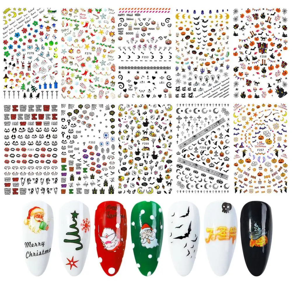 

10 шт., 3D-наклейки для ногтей, с бантом