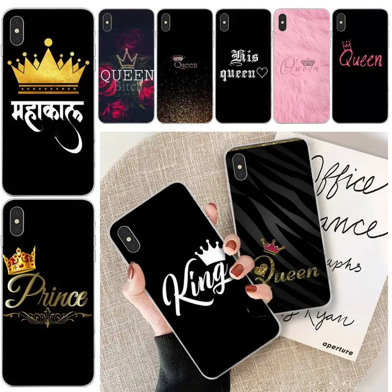 Мягкий черный чехол для телефона Ivits King Queen Lovers iphone 6 6s plus 7 8 X XS XR MAX 11 pro Pro