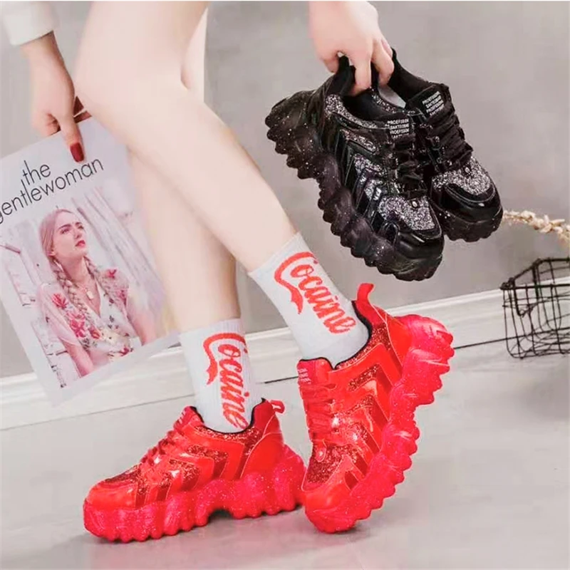 RASMEUP Для женщин Стразы Короткие женские ботинки на платформе кроссовки 2020 Зимние