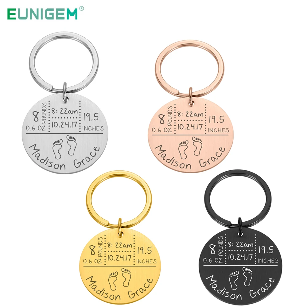 

Baby Birth State Custom Keychain Gift for First Fathers Day New Mommy Gift Newborn Baby Key Pendant Women Men Jewerly Keyring