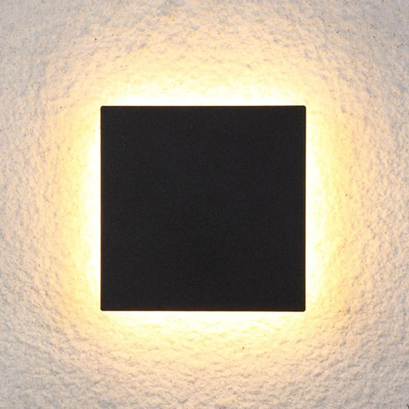 black one square 12 Вт садовый настенный светильник, акриловый, для крыльца, коридора, для улицы, светодиодный, настенный, алюминиевый, акриловый - Испускаемый цвет: black one square