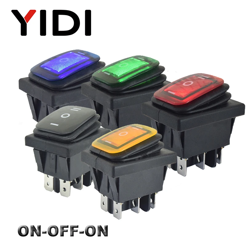 KCD4 203 сверхмощный 16A 250VAC 30x22 Водонепроницаемый кулисный переключатель 6pin DPDT ВКЛ. 12