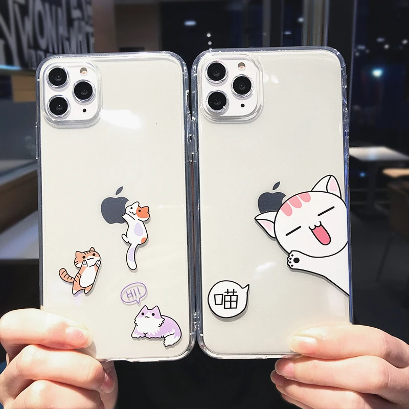 Милый Забавный Прозрачный чехол для iPhone 11 Pro Max X XS XR 7 8 plus 6 6s Ультратонкий Мягкий из